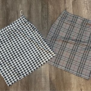 2 knit mini skirt plaid